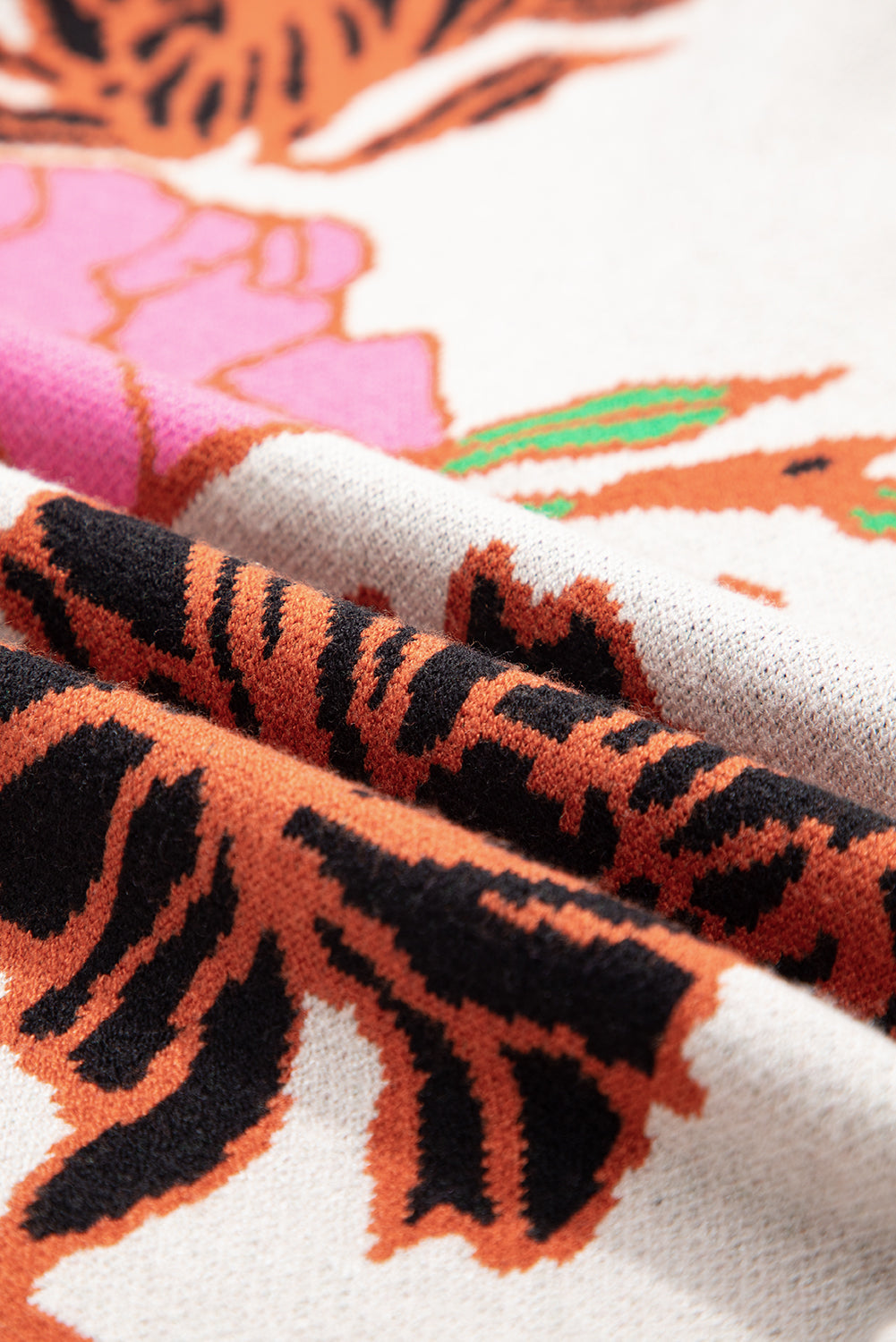 Women's Floral Knit Quarter-Zip Long Sleeve Sweater