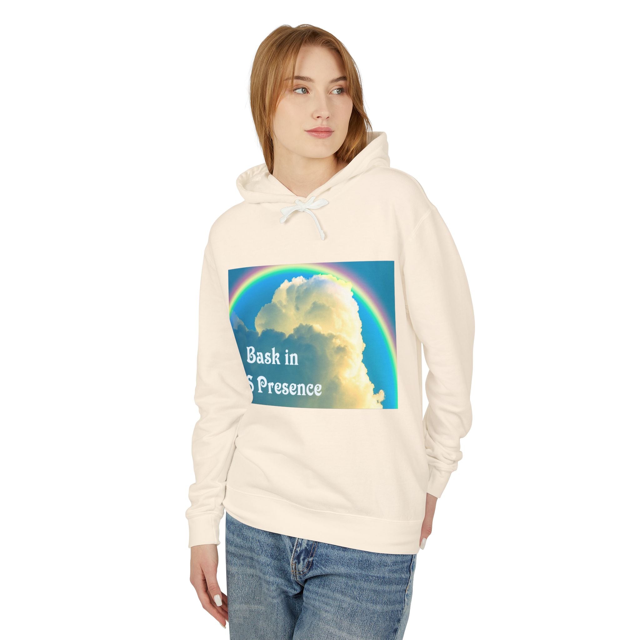 Bask in HIS Presence Clouds and Rainbow Unisex Pullover Hoodie up to 3XL