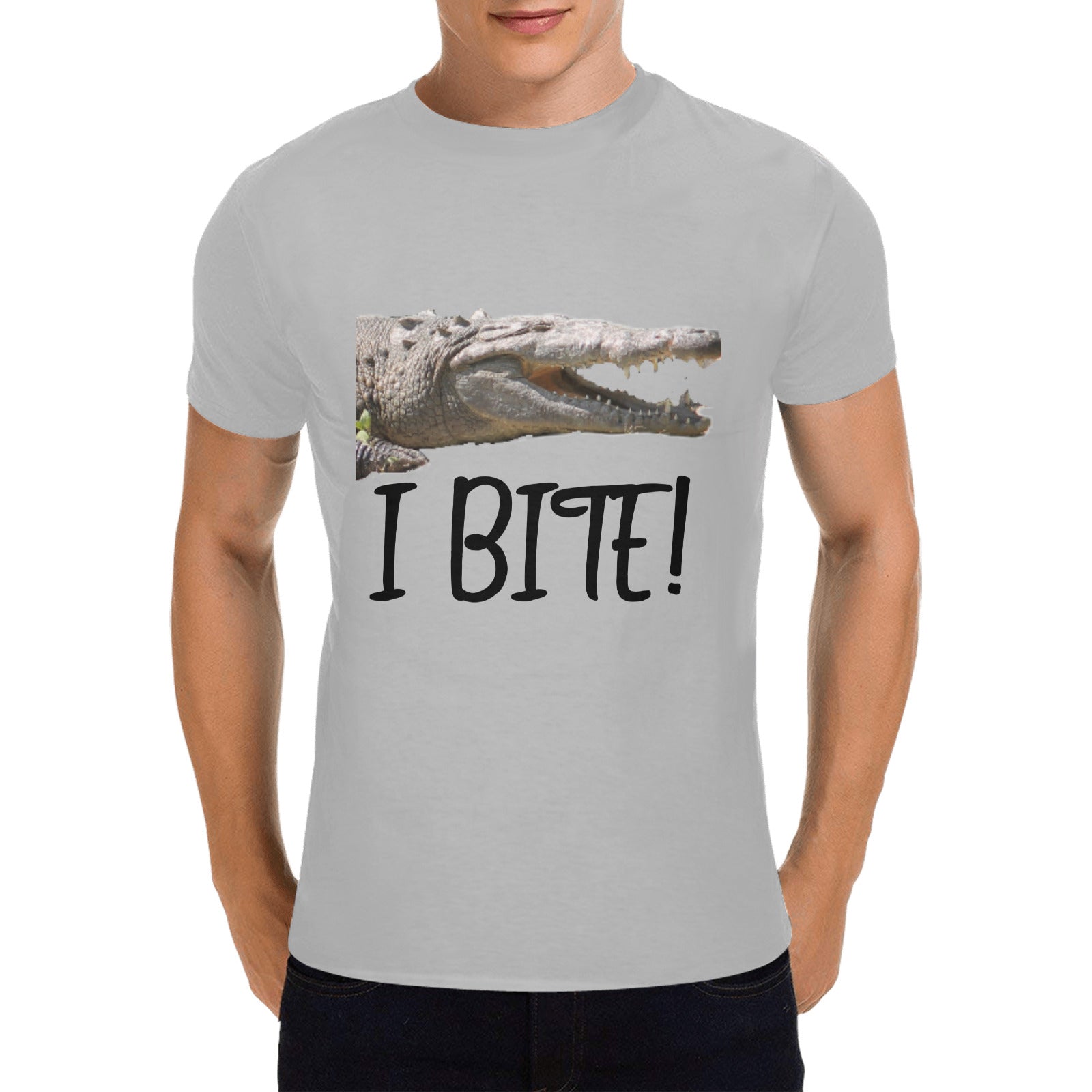 Men's Crocodile I Bite Heavy Cotton T-shirt (Made in USA）