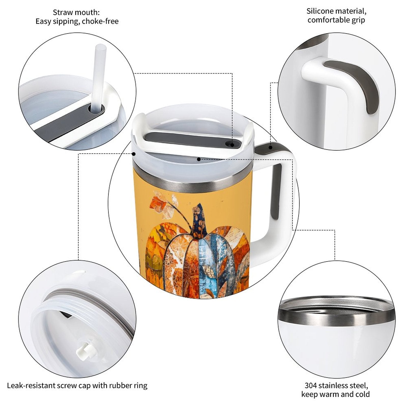 Just a Girl Who Loves Fall Pumpkins 40oz Stainless Steel Insulated Tumbler with Handle and Lid