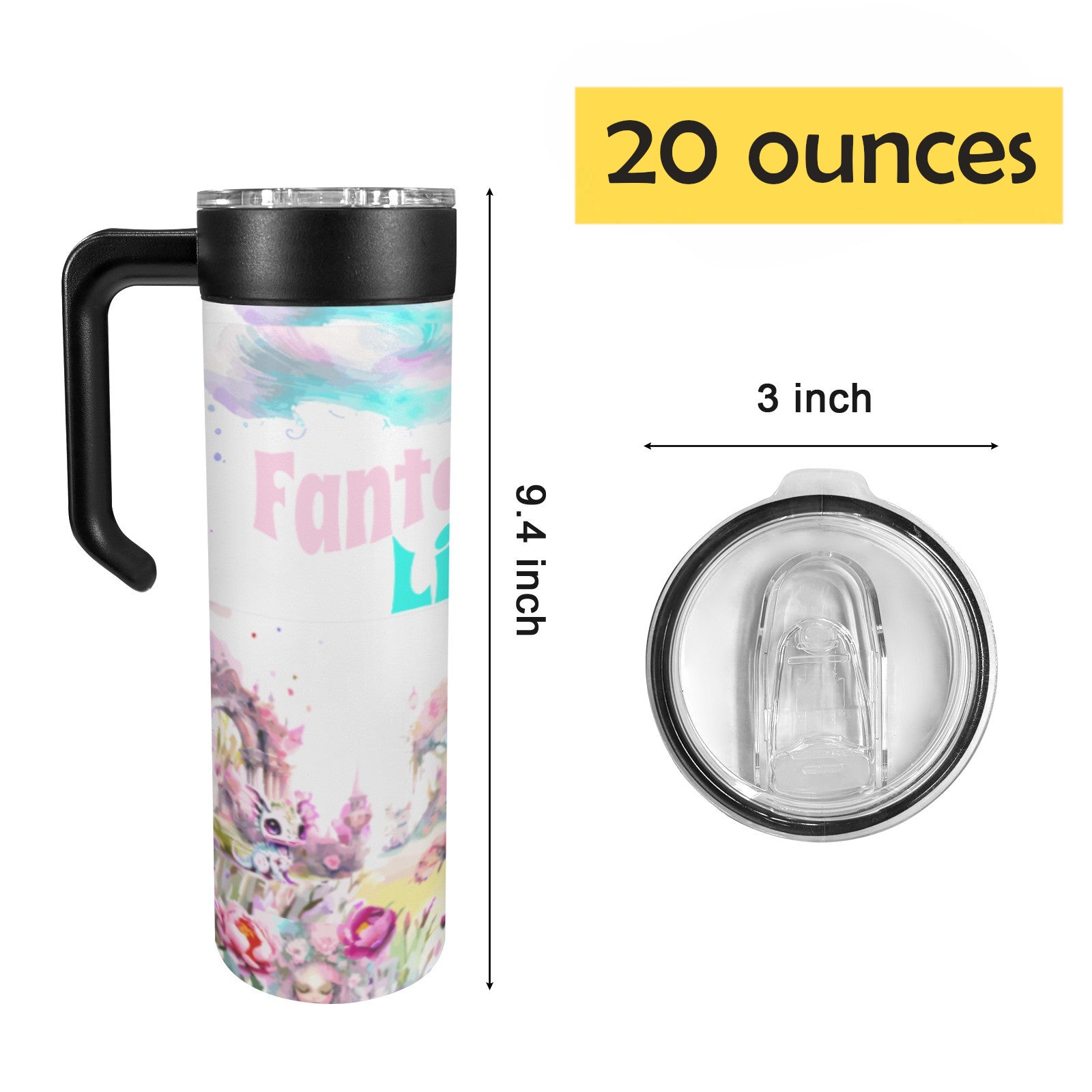 Fantasy Life 20 oz Insulated Water Bottle with Handle | Ships from USA
