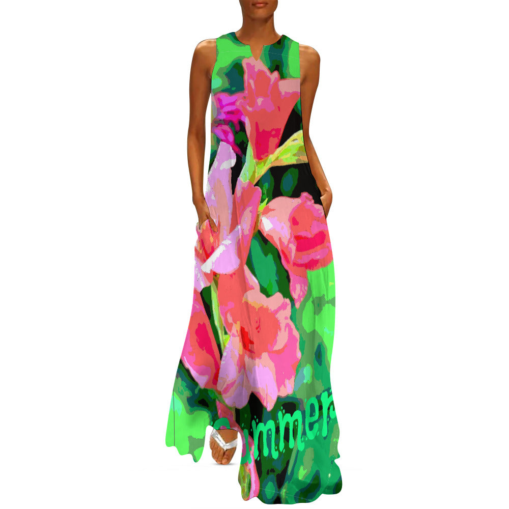 Women's Floral Designs Sleeveless Maxi Dress