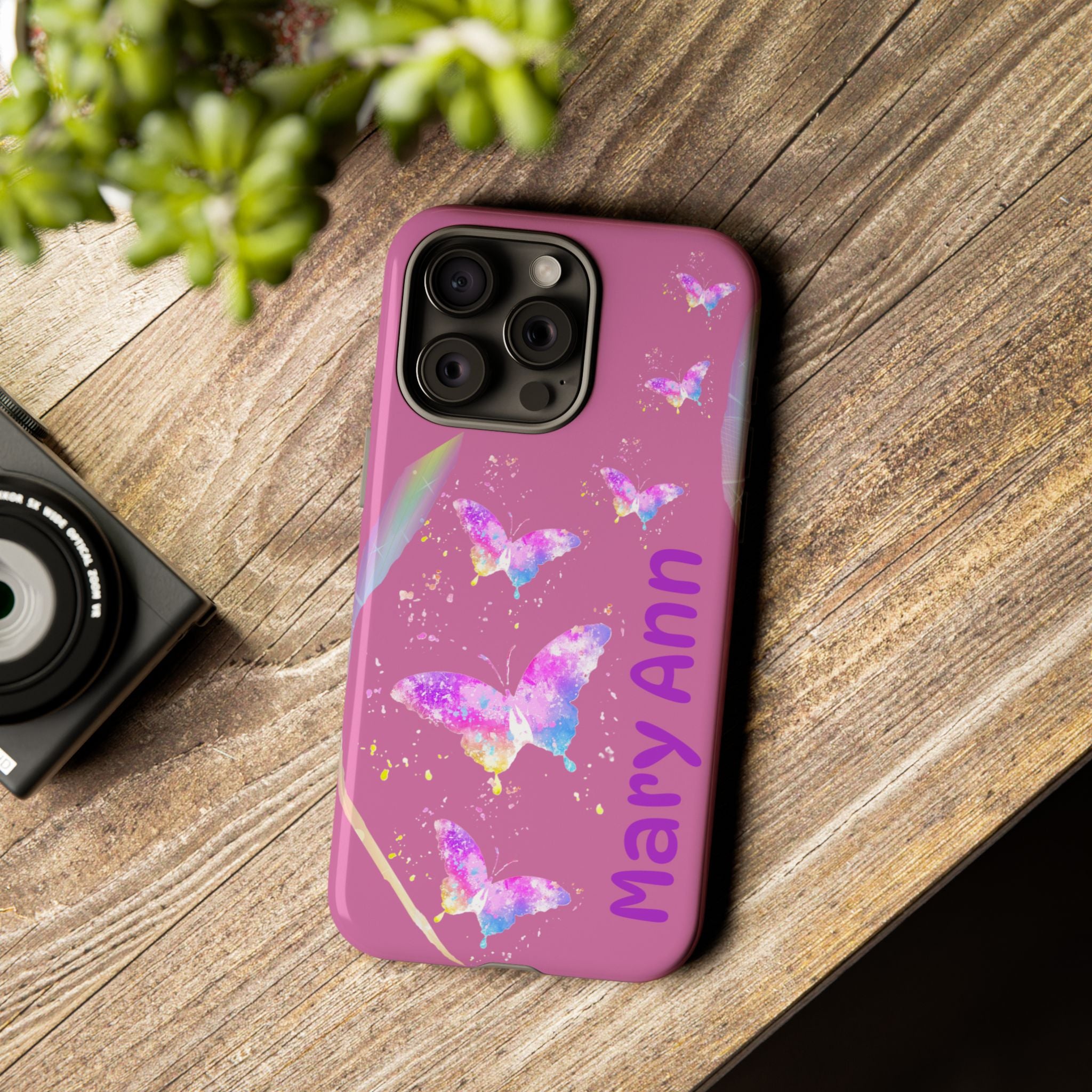 Personalized Butterfly Phone Case, Floral Phone Cover, Customizable Phone Case, Gift for Her, Pastel Decor