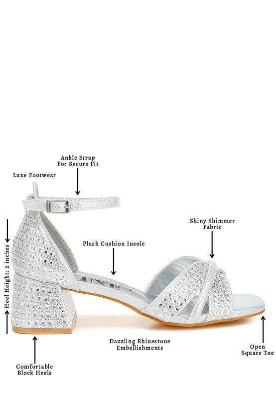 Women's Babylon Low Block Heel Rhinestone Sandals