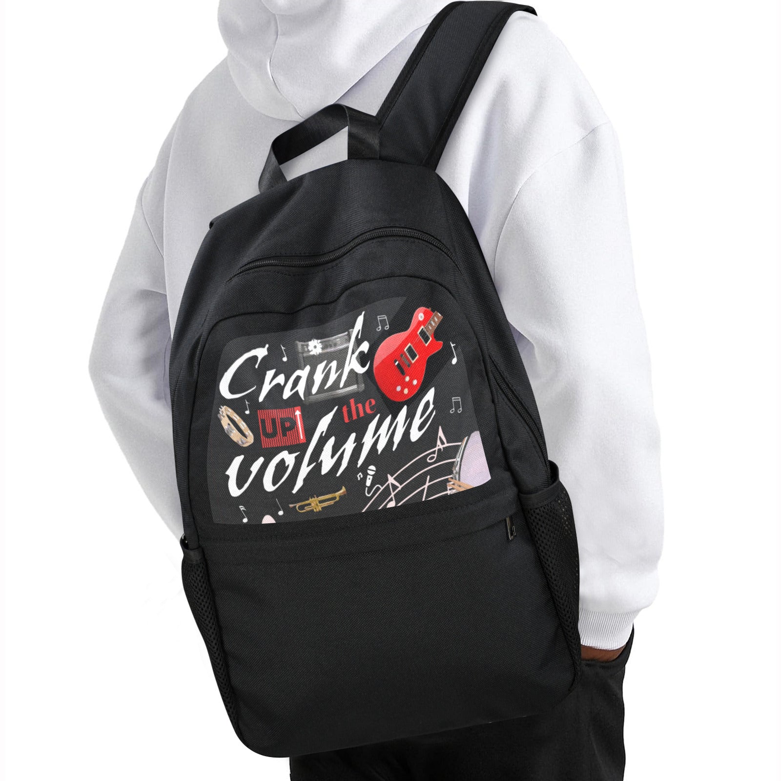 Crank Up the Volume Casual Backpack (Upper Part Printing) (Model 1753)