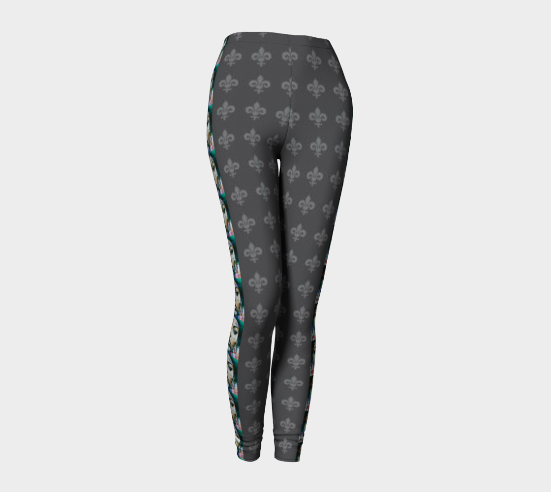 Beautiful Woman's Face Side Seam Printed Long Yoga Leggings