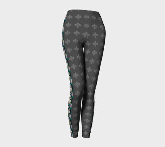 Beautiful Woman's Face Side Seam Printed Long Yoga Leggings