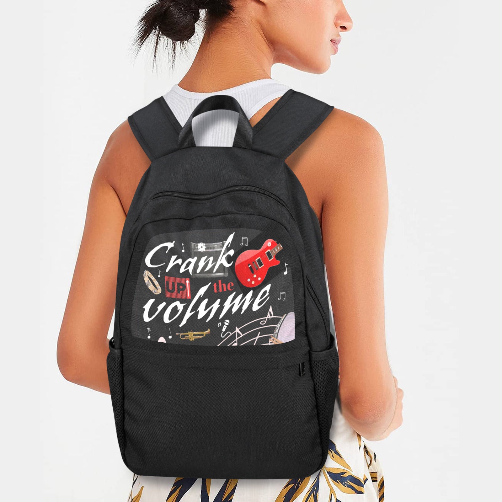 Crank Up the Volume Casual Backpack (Upper Part Printing) (Model 1753)