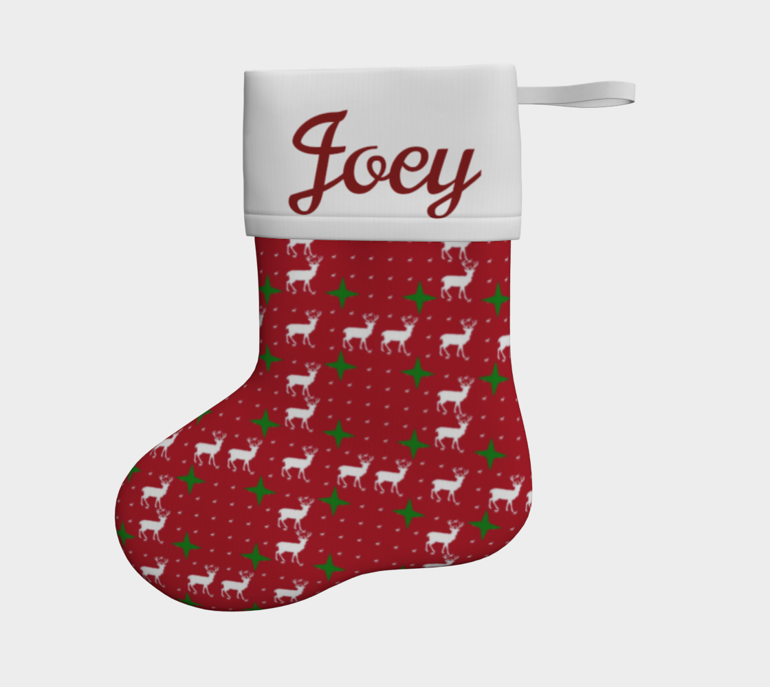 Reindeer Pattern on Red Christmas Stocking