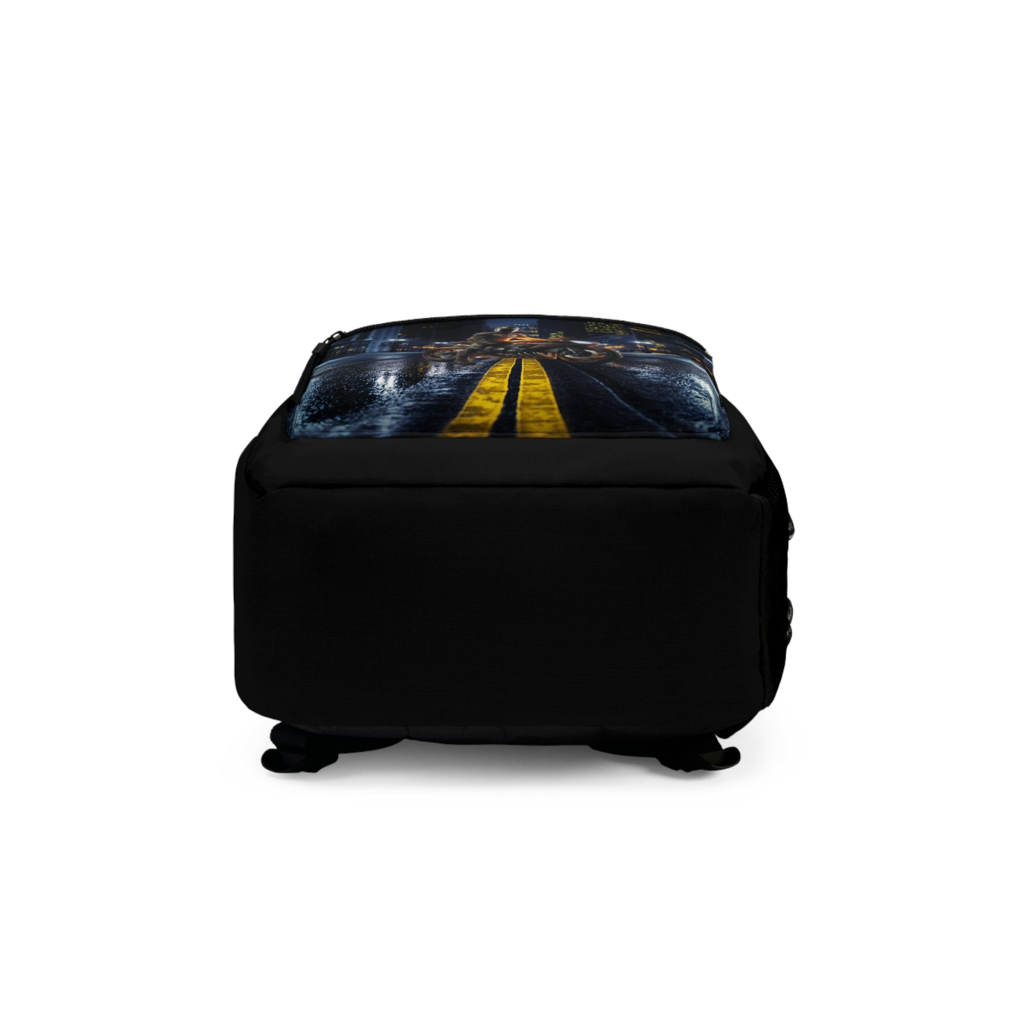 Speeding Motorcycle Rider Backpack | Custom Name Travel Bag