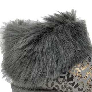 Women's Grey Leopard Fur Ankle Boots