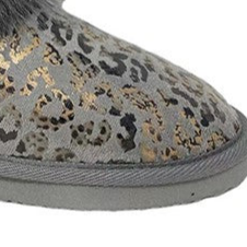 Women's Grey Leopard Fur Ankle Boots