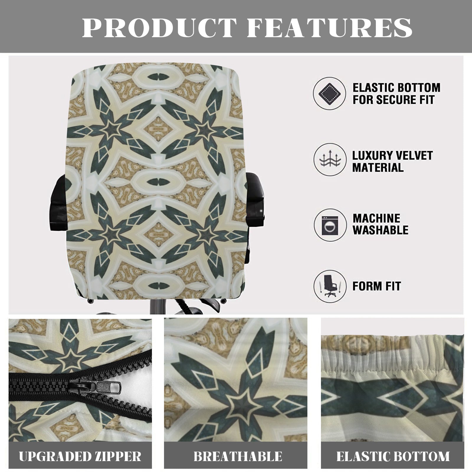 Stars Carved in Stone Office Chair Cover (Made in the USA)