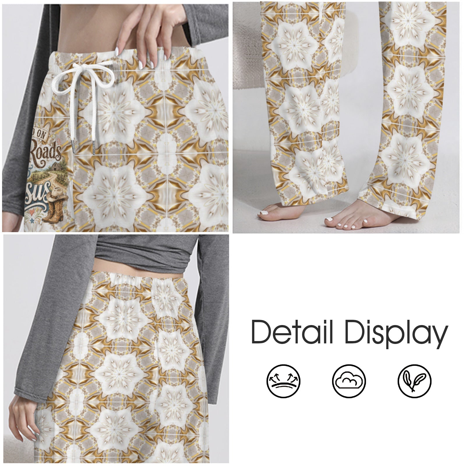 Raised on Dirt Roads and Jesus Women's Drawstring Lounge Pants Without Pockets (Model L84)