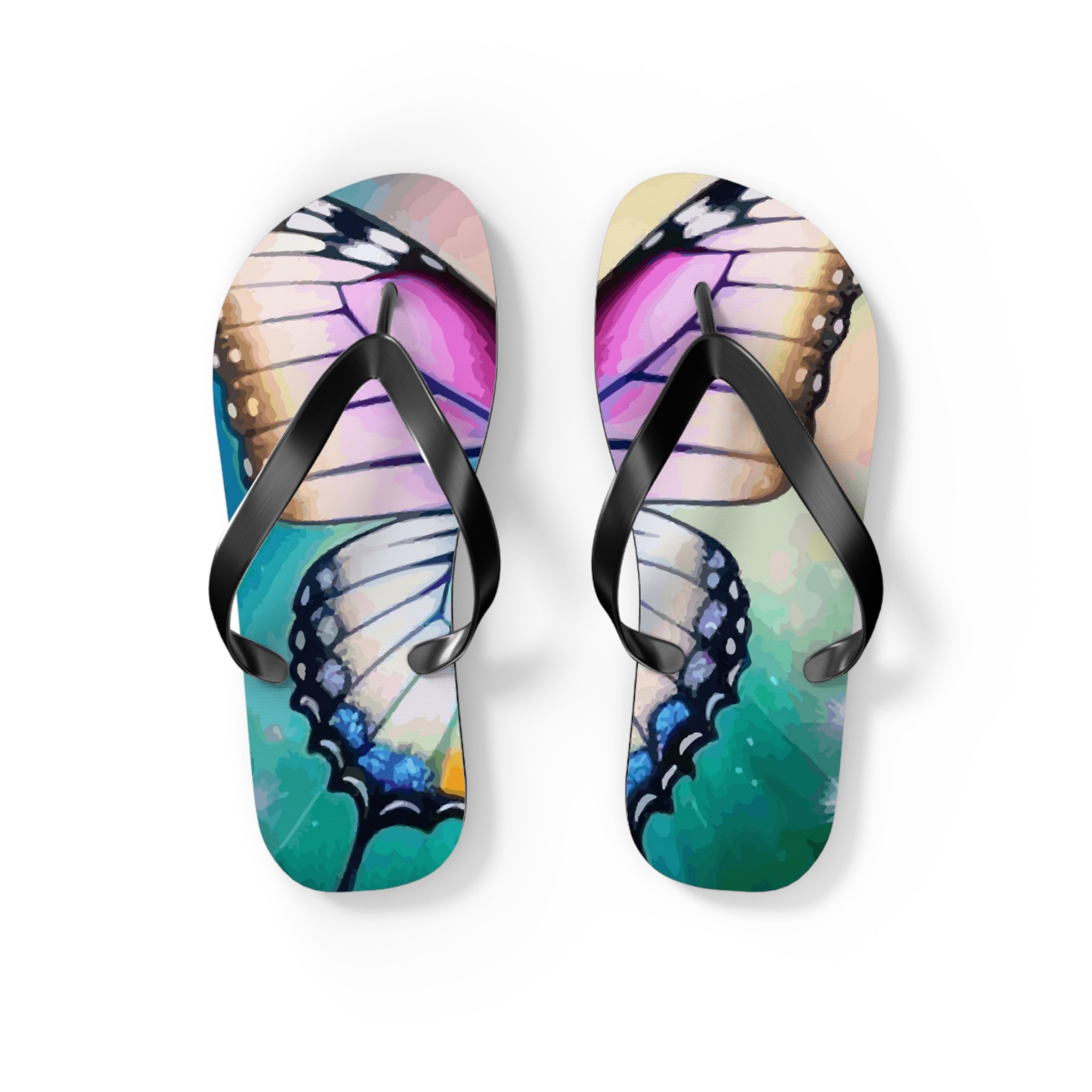 Beautiful Butterfly and Daisies Flip Flops for Women