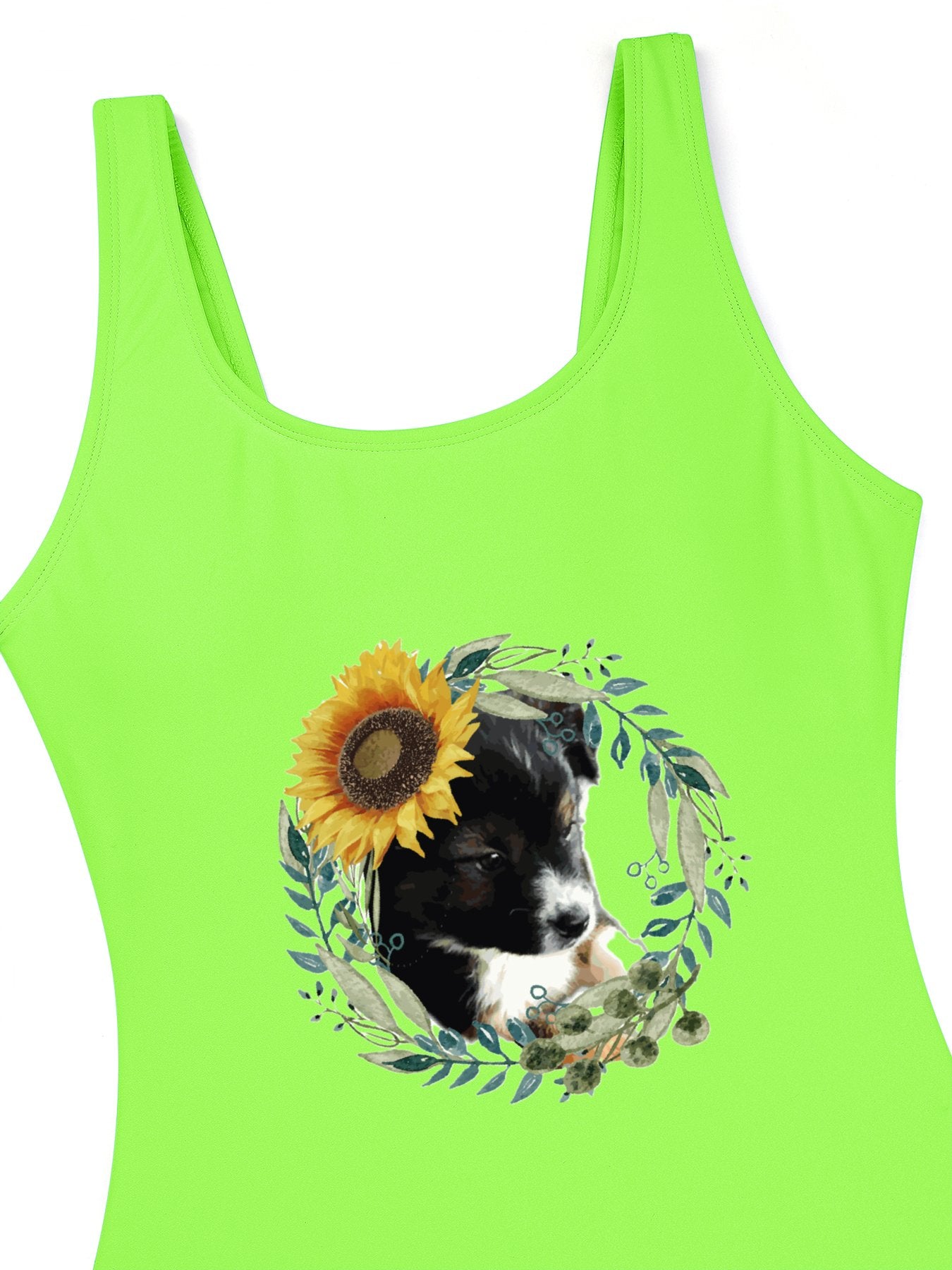 Cute Puppy Girls' Summer One-Piece Swimsuit (Front Printing)