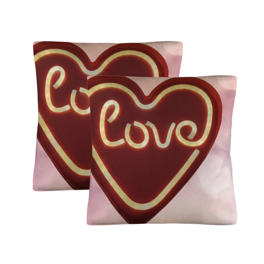 Love in Red Heart Pillow Covers Throw Pillow Cases - 18" x 18"