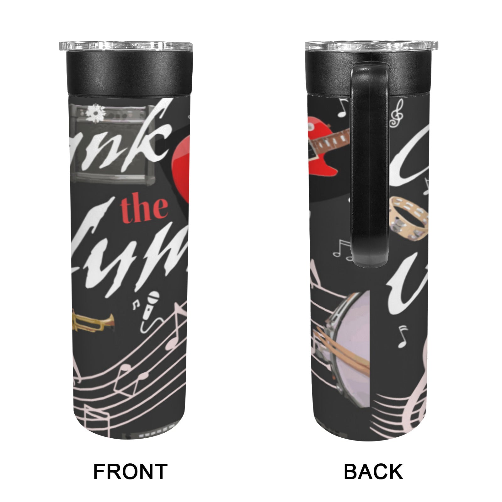 Crank Up the Volume 600ml Insulated Water Bottle with Screw On Handle