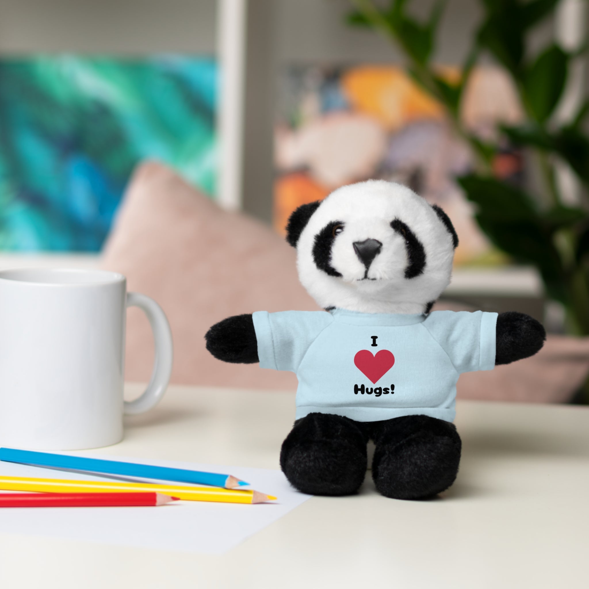 Stuffed Animal with T-shirt saying I heart Hugs