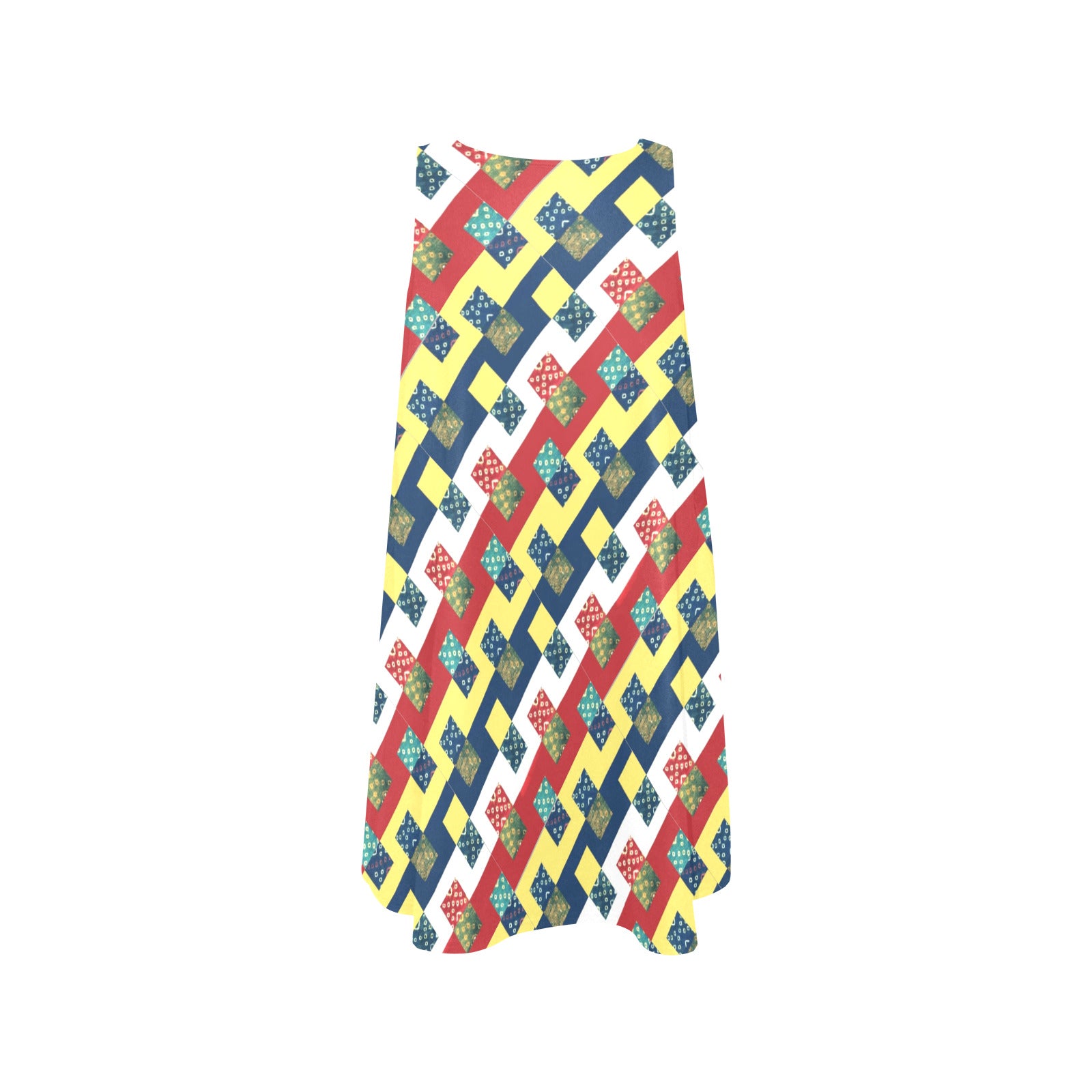 Colorful Checkered Pattern Sleeveless A-Line Pocket Short Dress