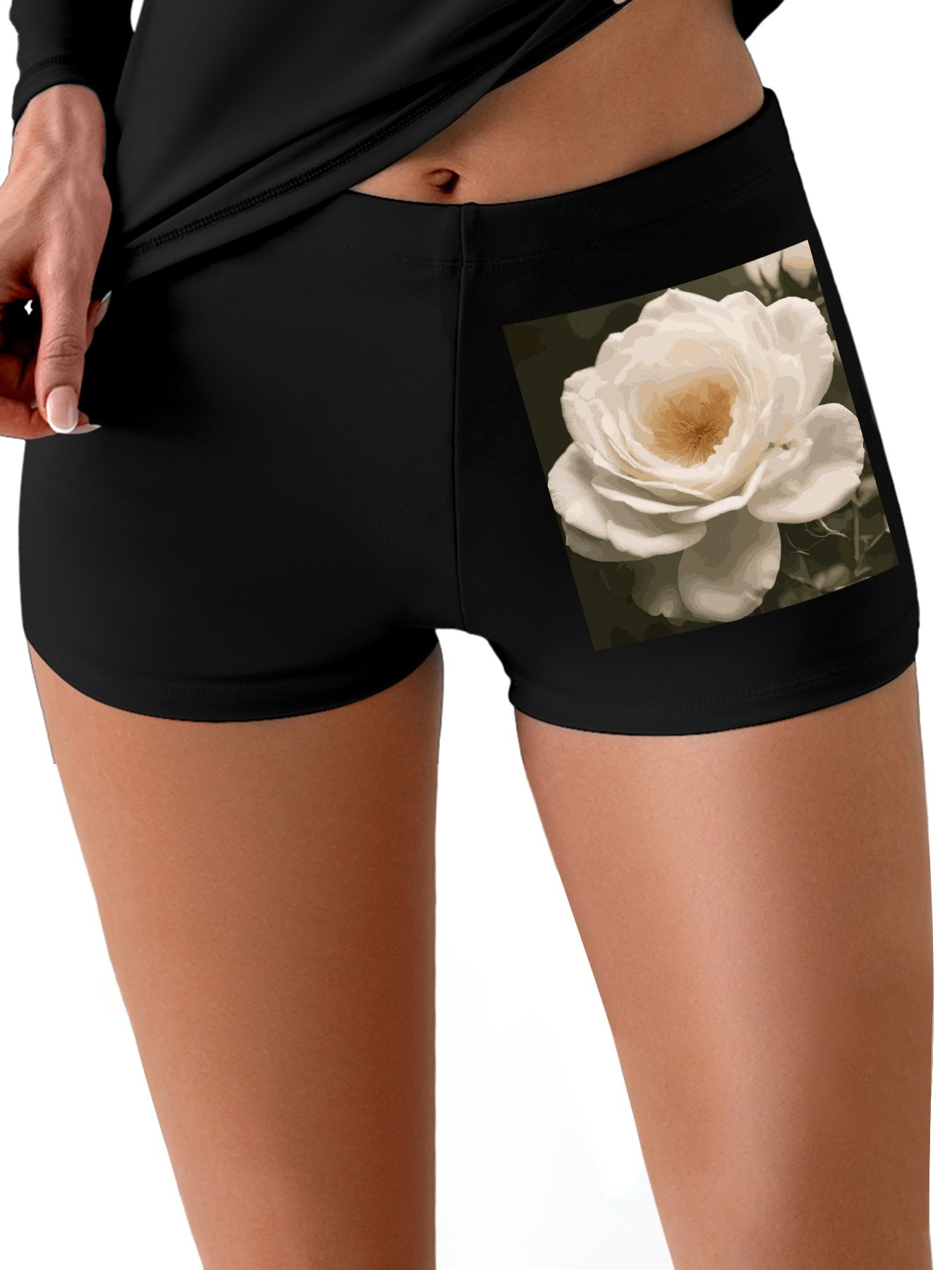 White Rose Boxer Brief Boyshorts for Women (Front Printing)