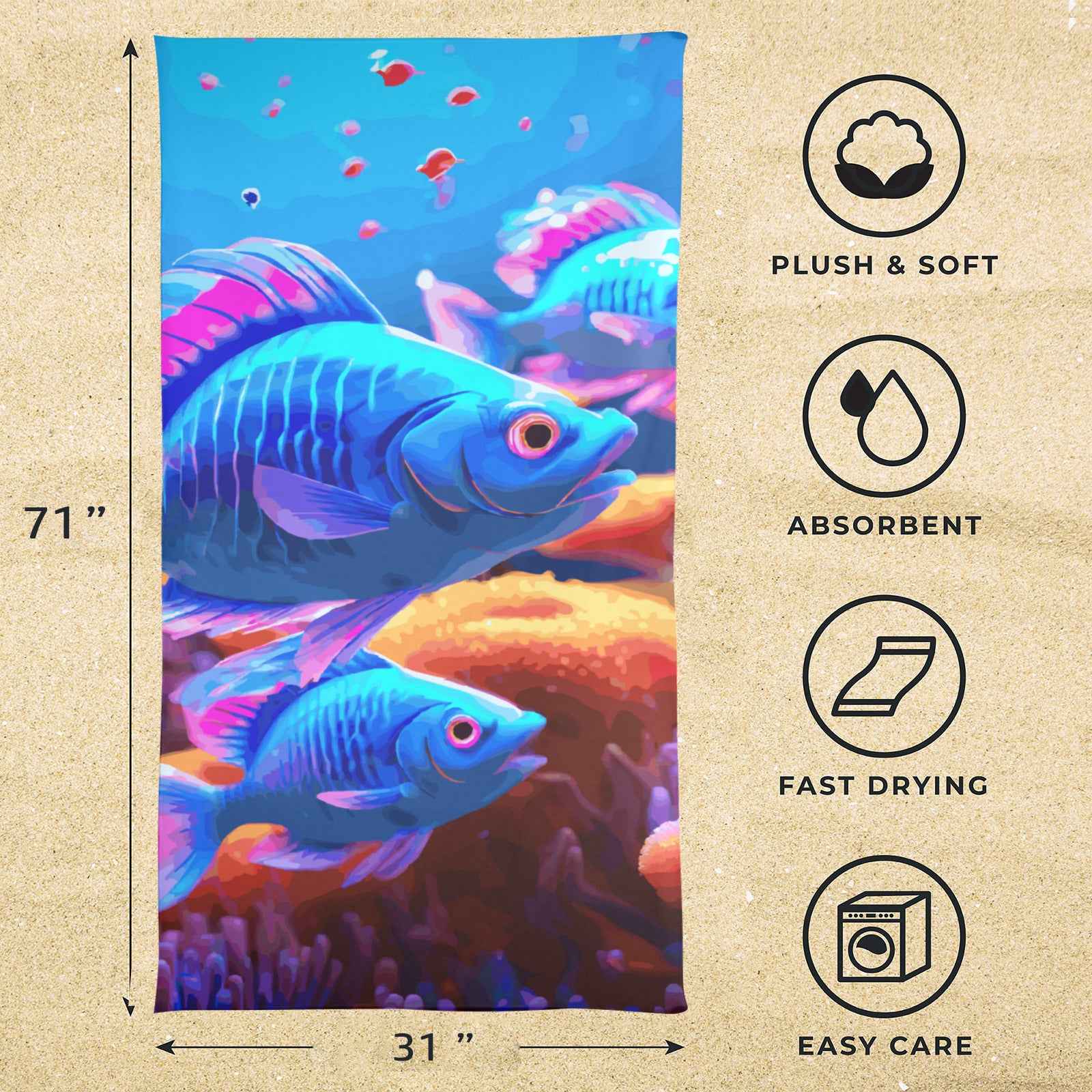 Blue Fish Beach Towel 31