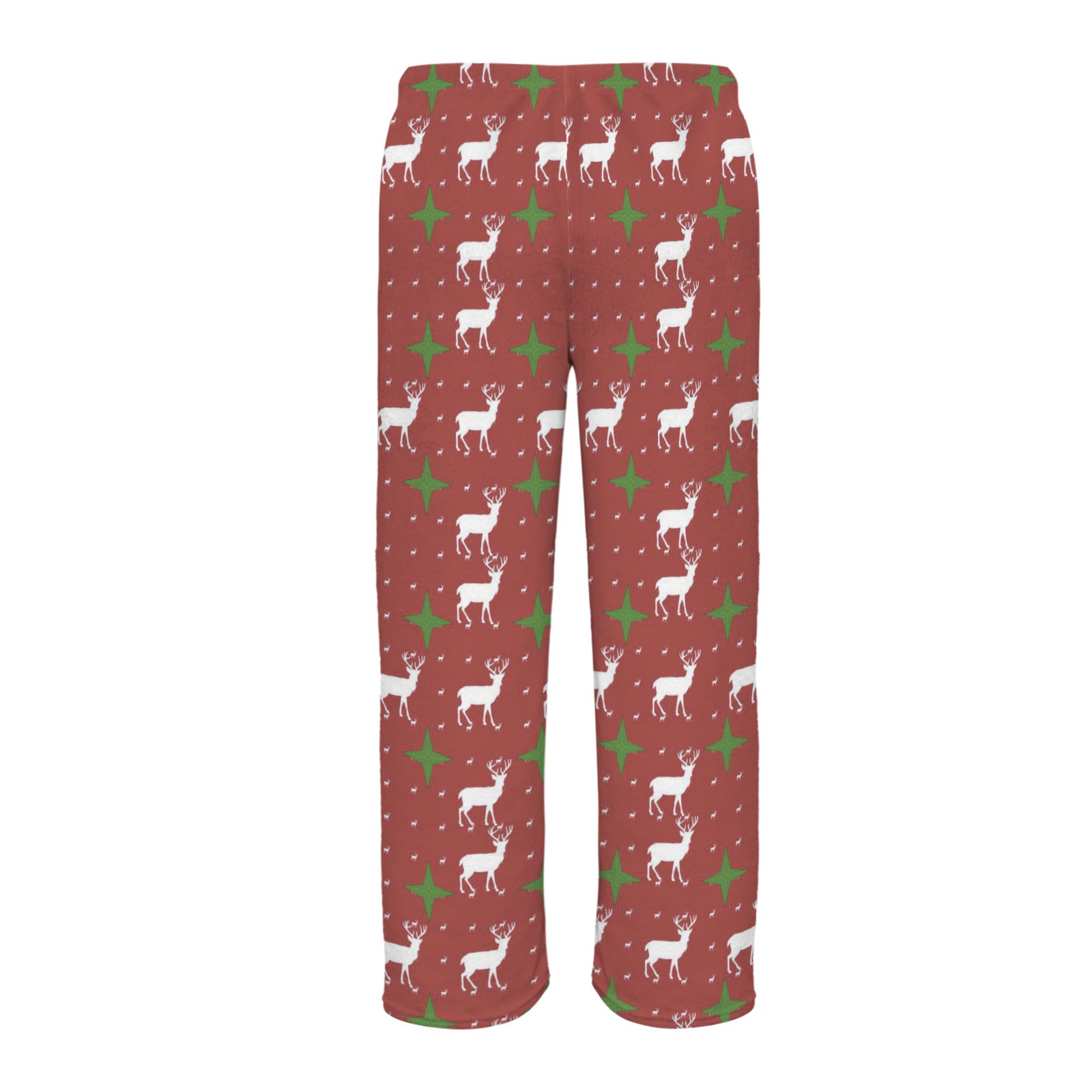 Red Christmas Deer Men's Flannel Pajama Trousers (Made in USA)
