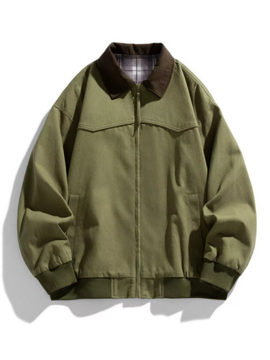 Men's Plus Size Zip Up Long Sleeve Jacket Coat