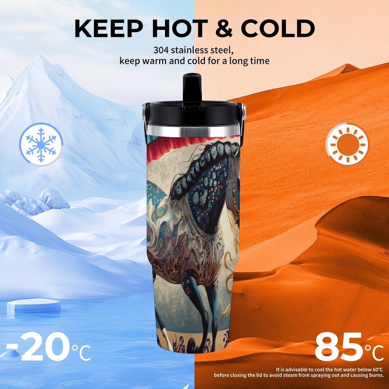 Bejeweled Horse 30 oz Stainless Steel Water Bottle