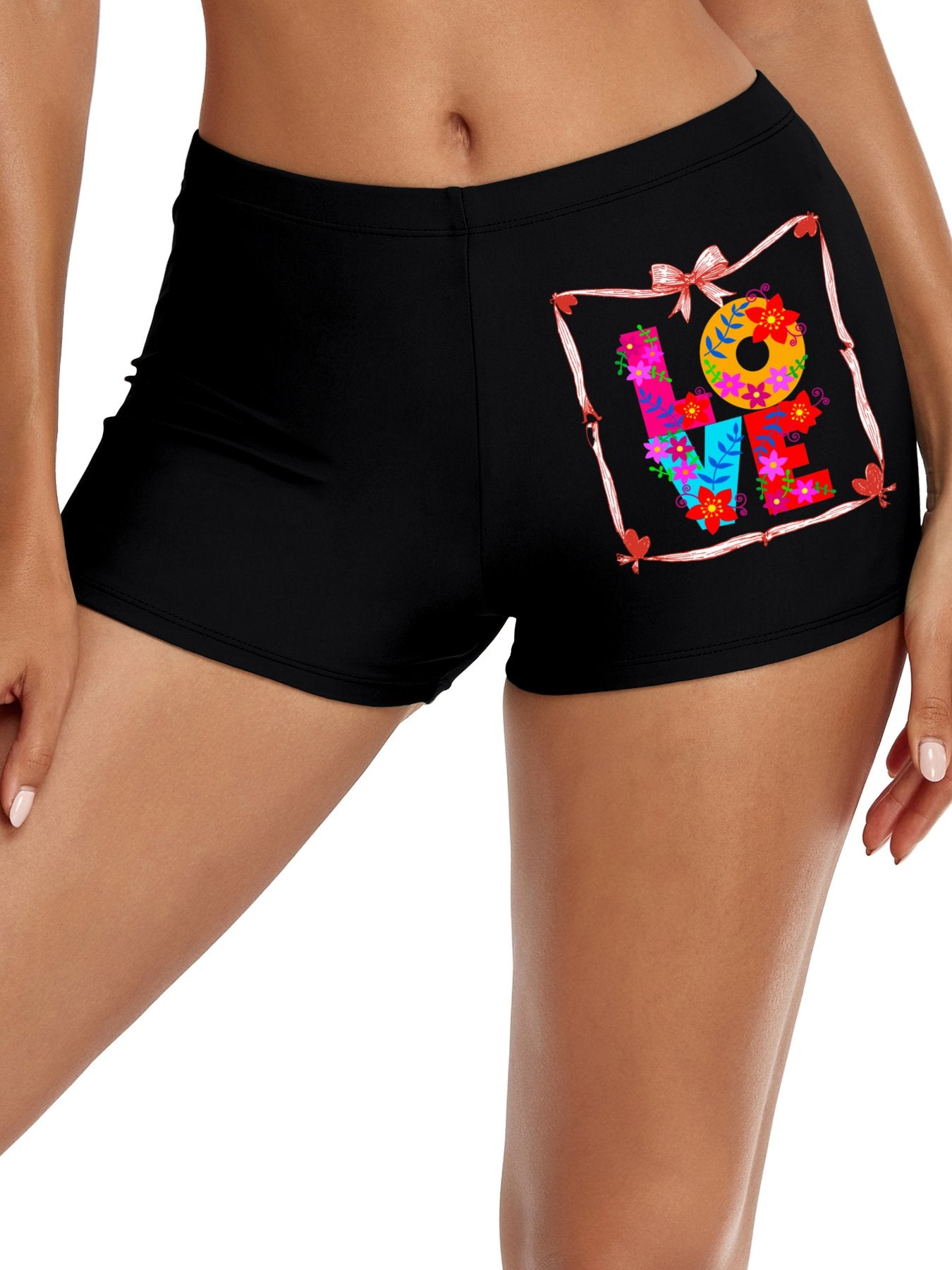 Floral LOVE Boxer Brief Boyshorts for Women (Made in USA)