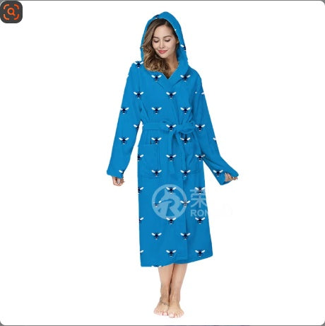 Plush Oversized Winter Soft Long Flannel Bathrobe With Hood