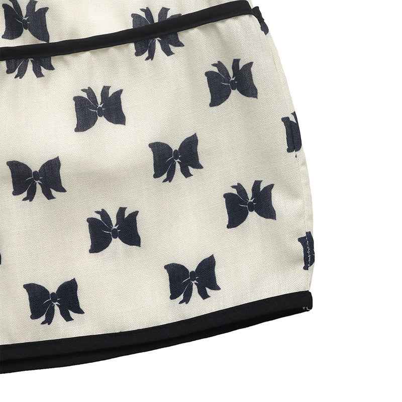 Shoulder Strap Bow Decoration With Bow Print Elegant Summer Dress