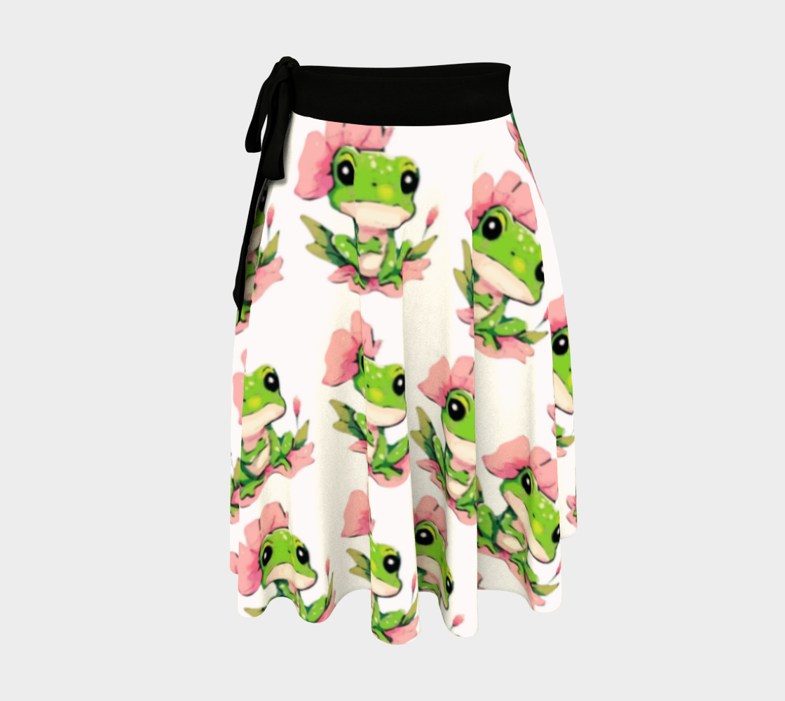 Frog on Lily Pad Short Wrap Skirt