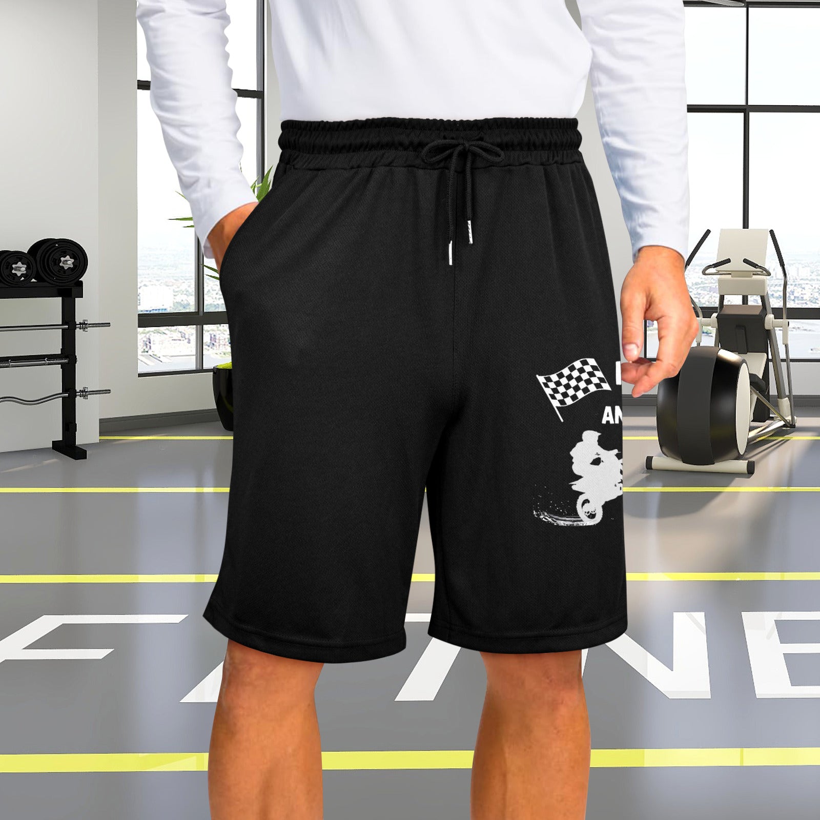 Mud Sweat and Gears Motorcycle Men's Black Casual Shorts (Made in USA)