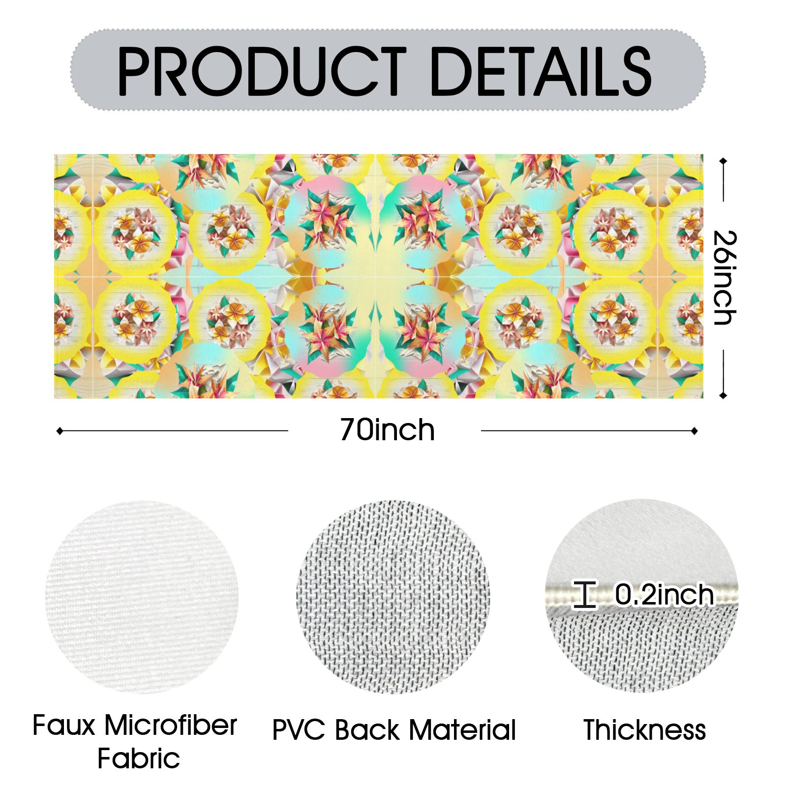 Circle Floral Pastel Pattern Indoor Runner Rug  70