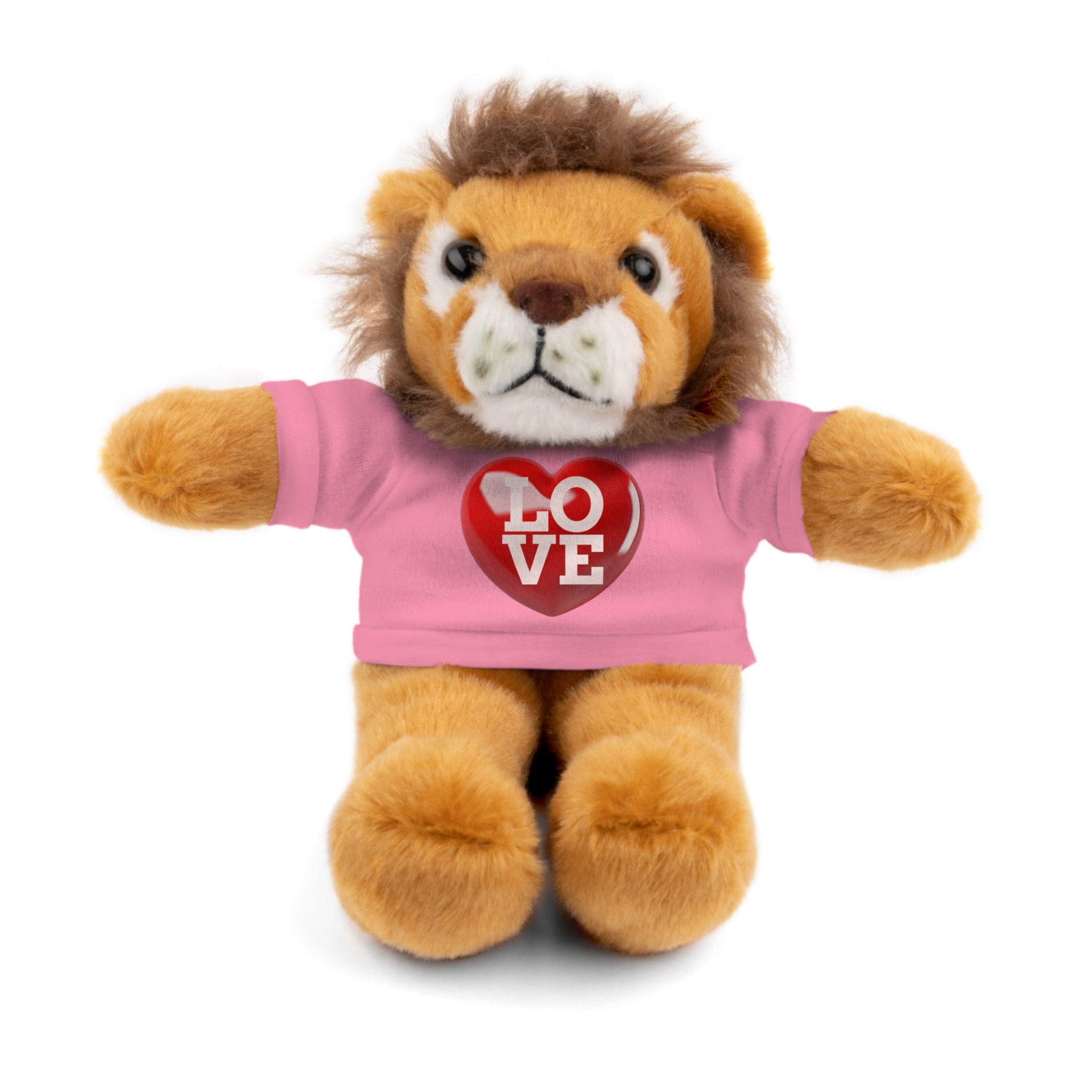 Stuffed Animal Wearing T-shirt with Red Heart and Love