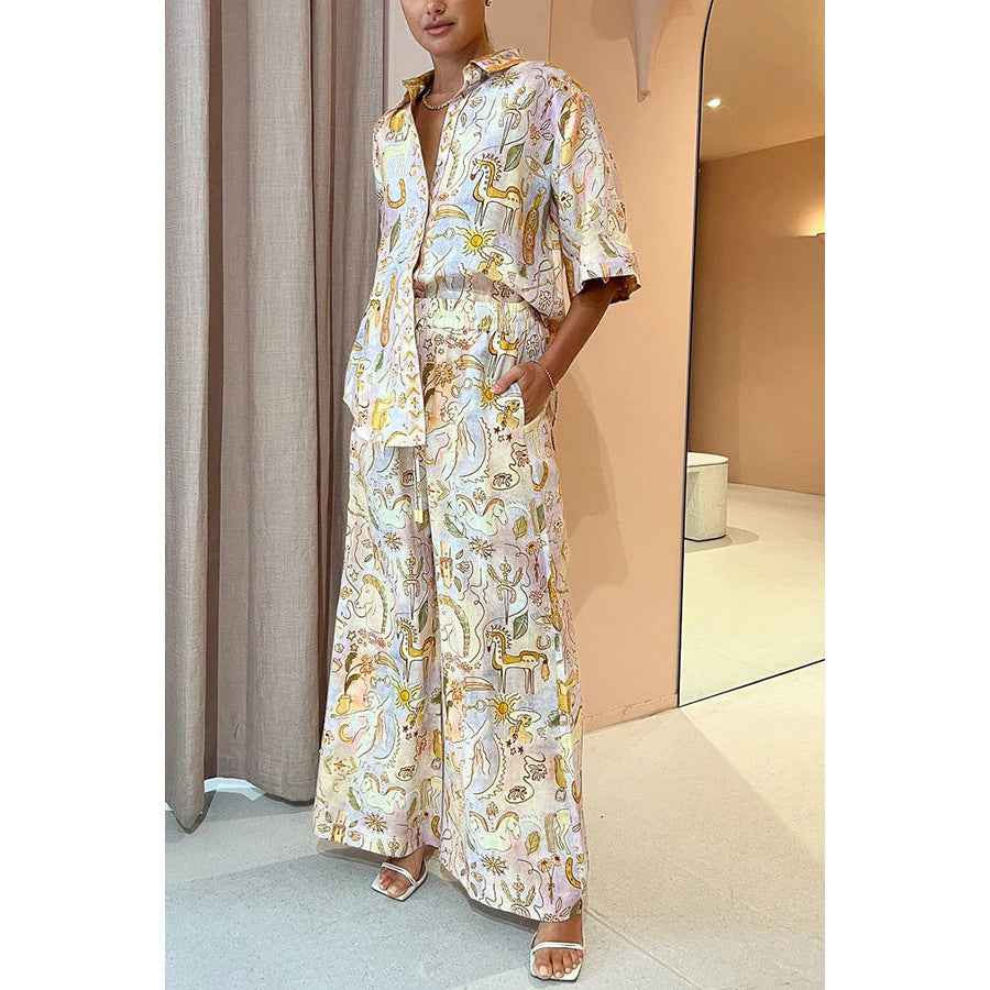 Casual Pocket Half-Sleeve Set INS Loose Fashion Women's Two-Piece Suit
