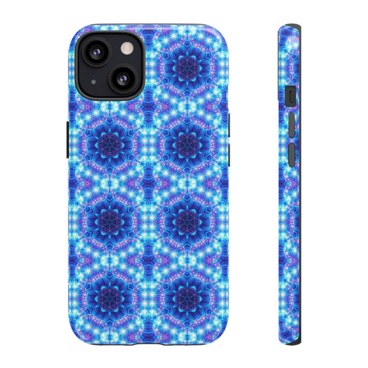 Blue Mandalas with Neon Lights Tough Phone Cases