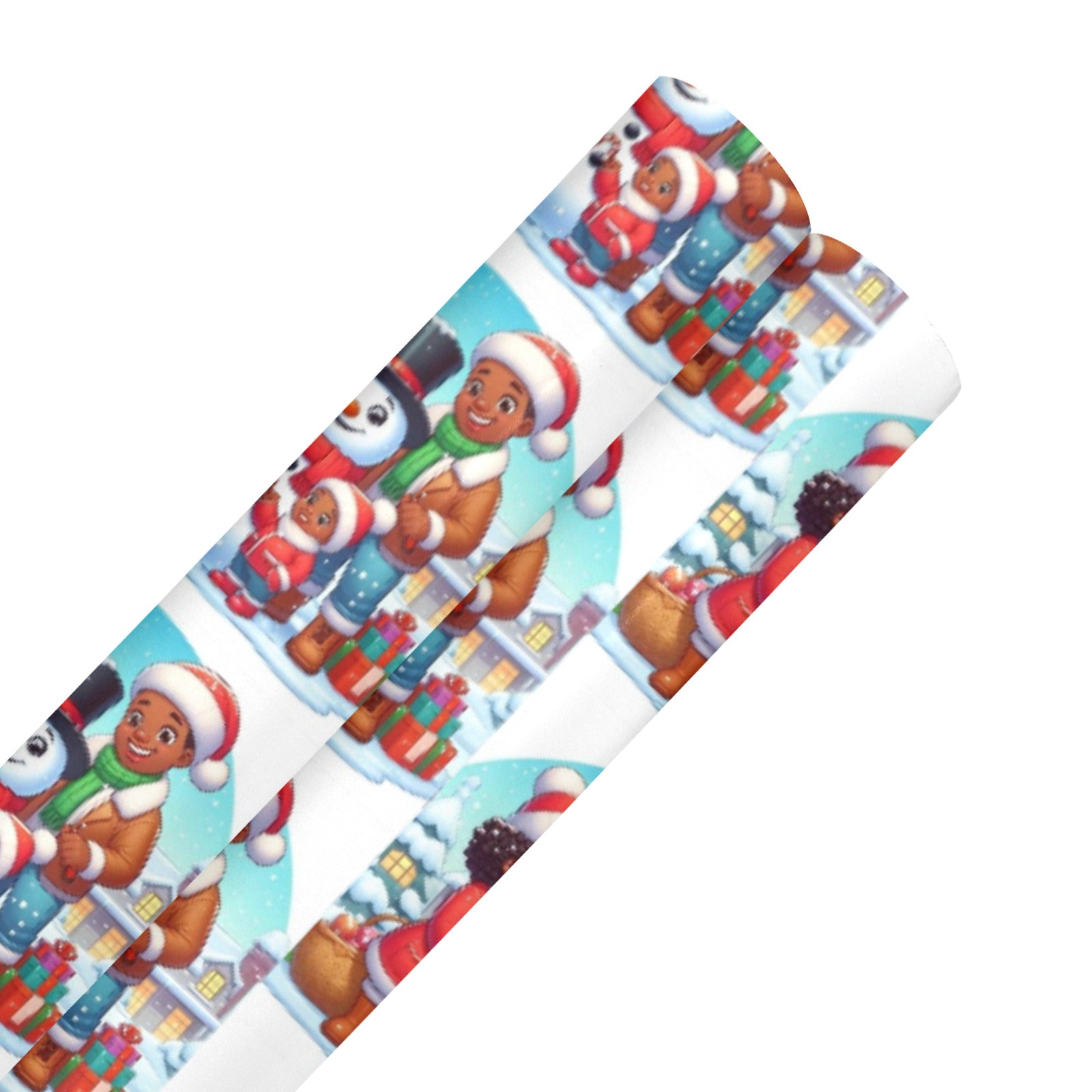 Christmas Family 2 Rolls of Coated Gift Wrapping Paper (Made in USA)