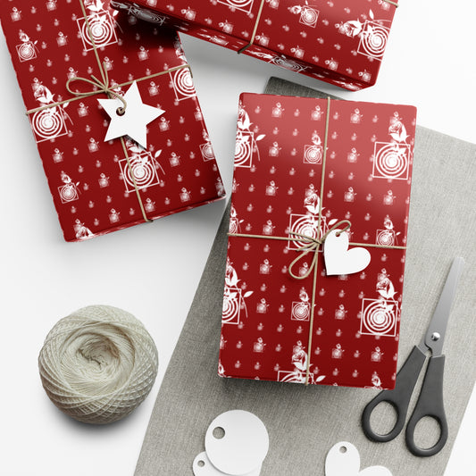 Swirls and Roses on Maroon Gift Wrapping Paper - Shell Design Boutique