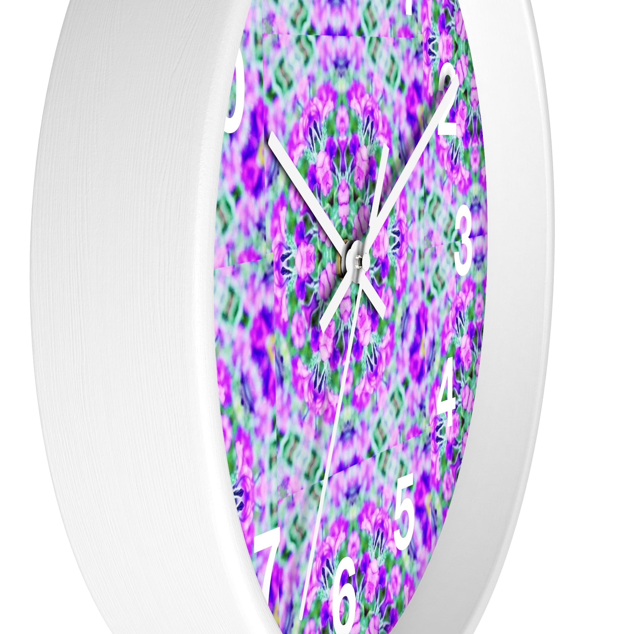 Purple and Lavender Flower Pattern Wall Clock - Shell Design Boutique