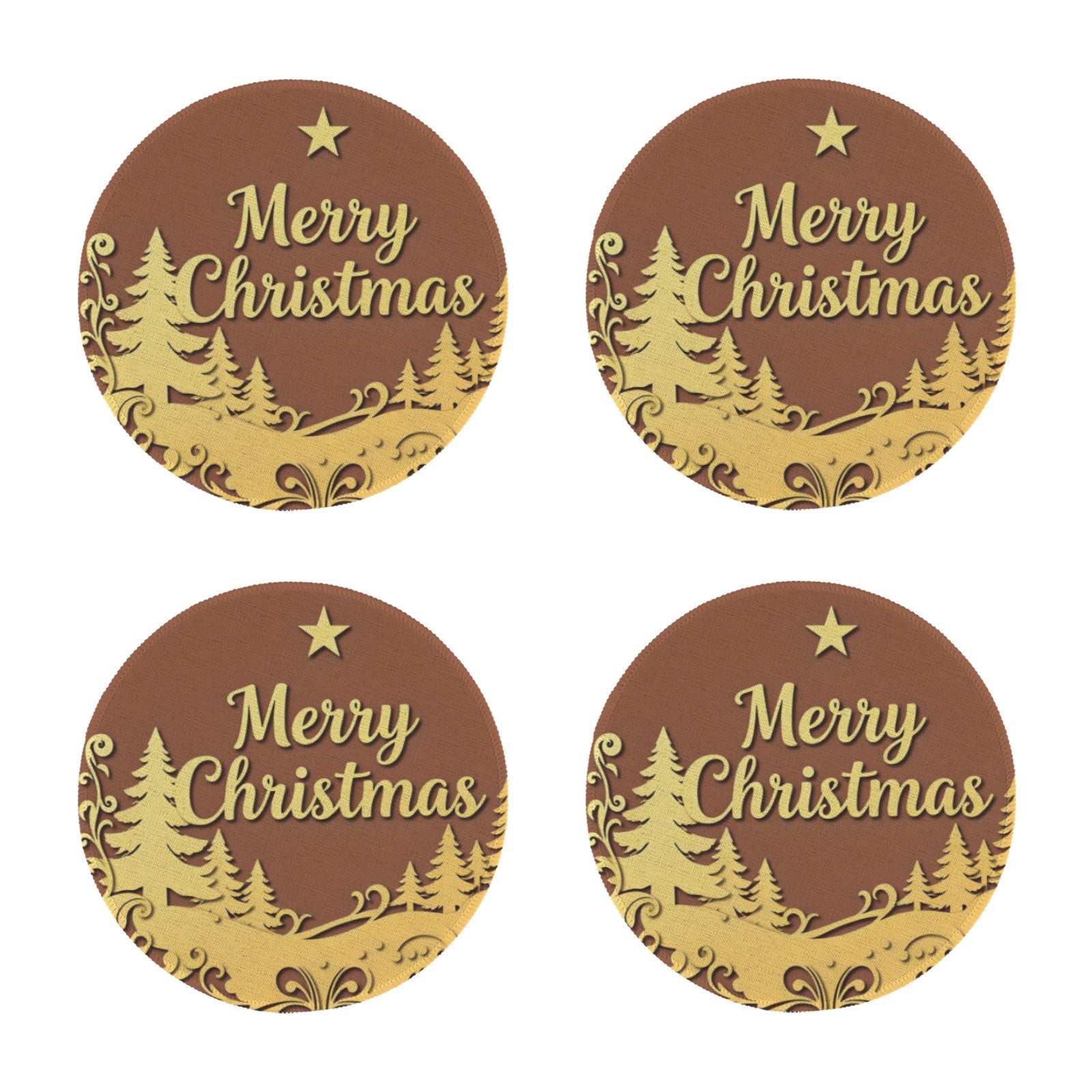 Merry Christmas Scenery Custom Round Placemats - 4 pack (Made in USA)
