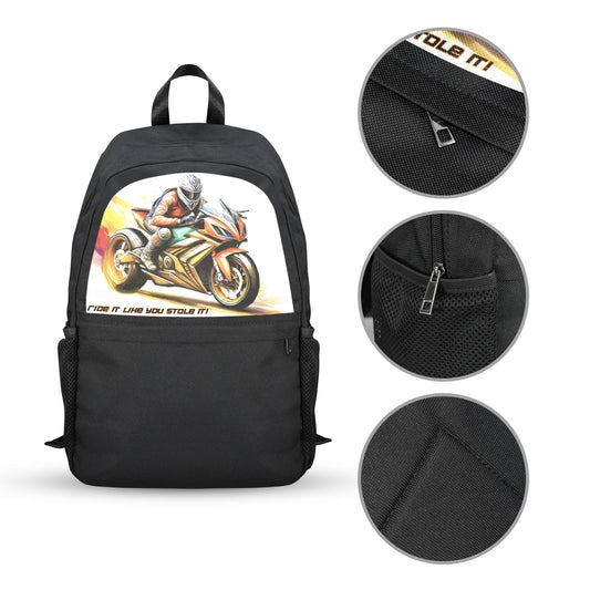 Racing Motorbike Casual Backpack (Upper Part Printing) (Model 1753)