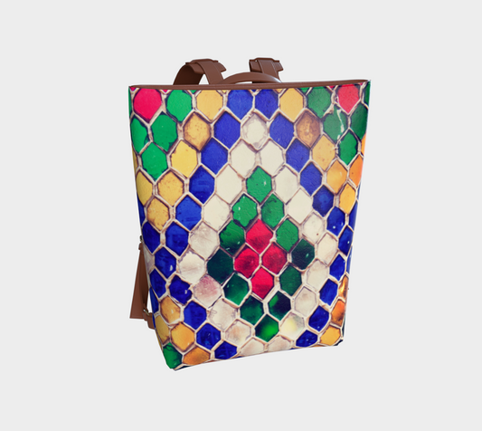 Geometric Vegan Leather Backpack