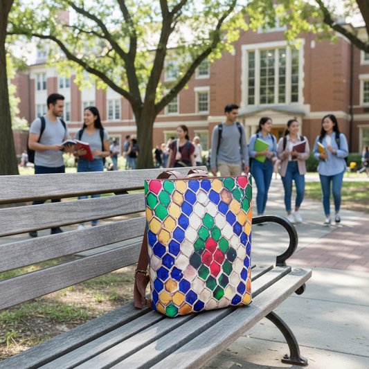 Geometric Design Vegan Leather Backpack