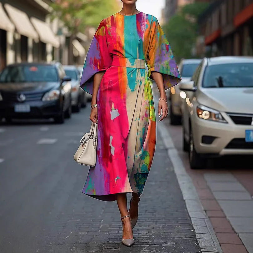 Female Creative Casual Printing Elegant Dress