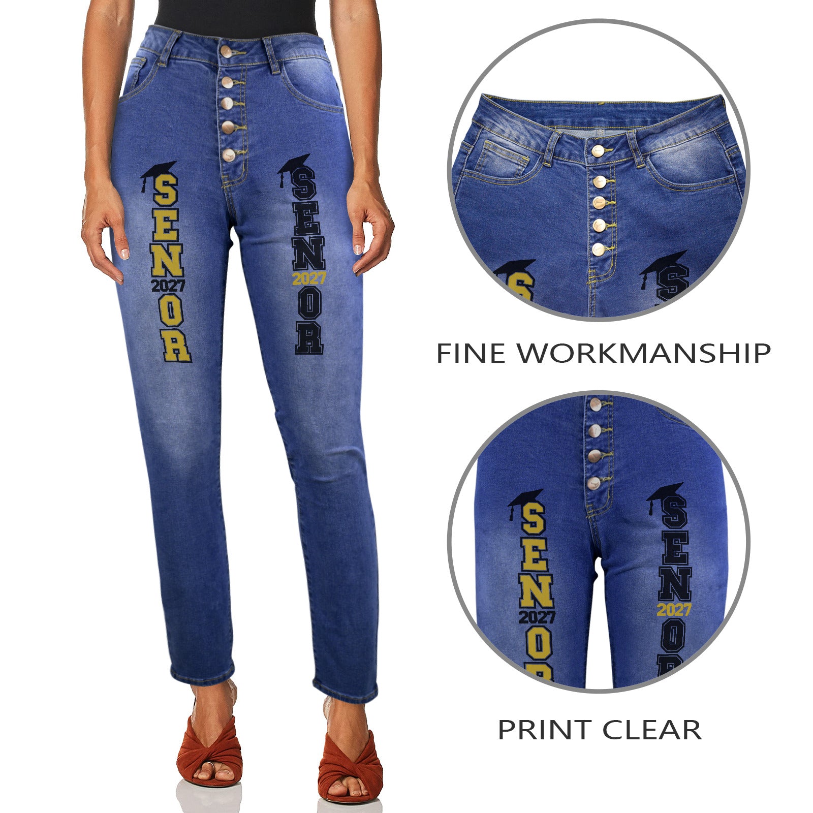 Senior 2027 Women's Jeans (Front Printing) (Model L75)