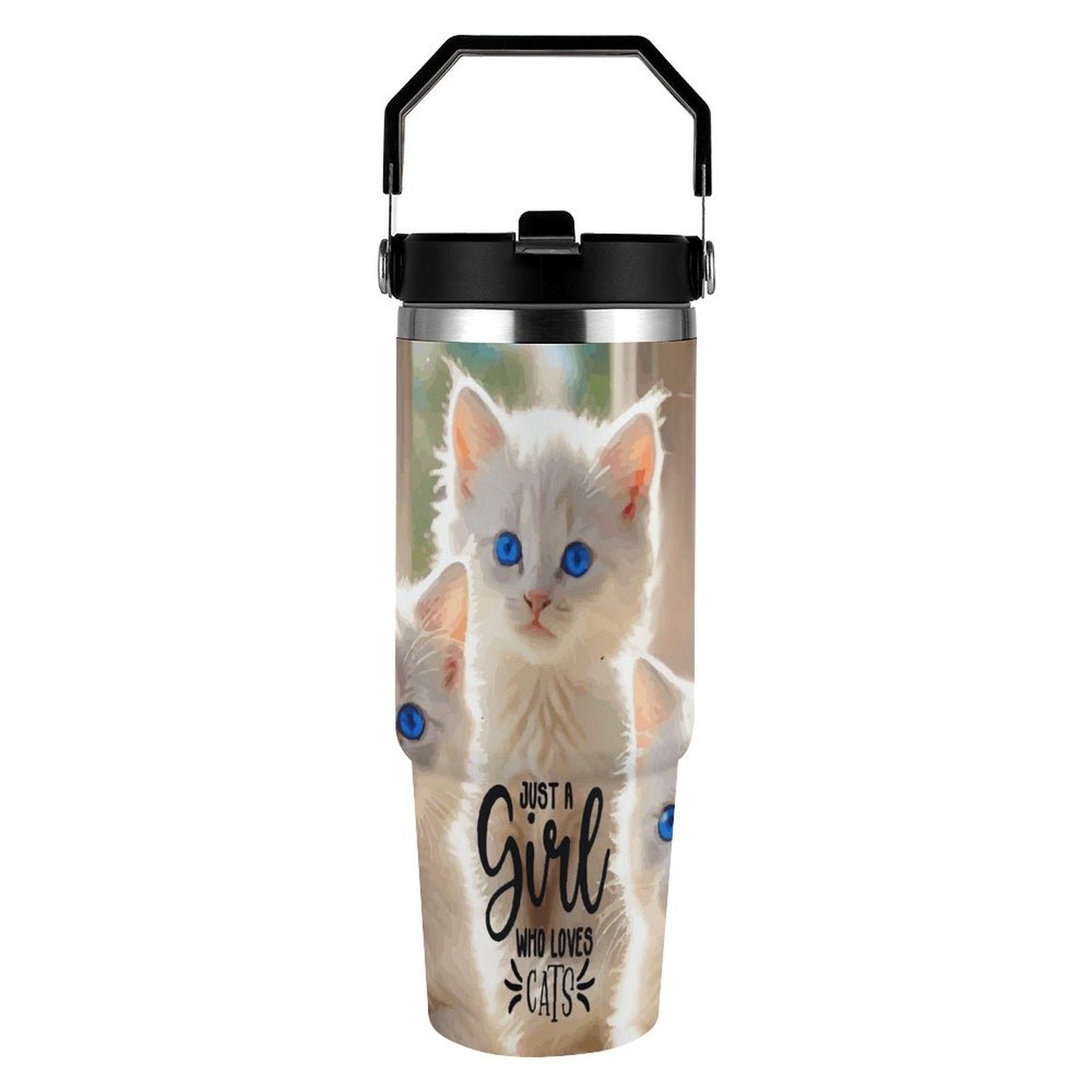 Just a Girl Who Loves Cats 30 oz Water Bottle