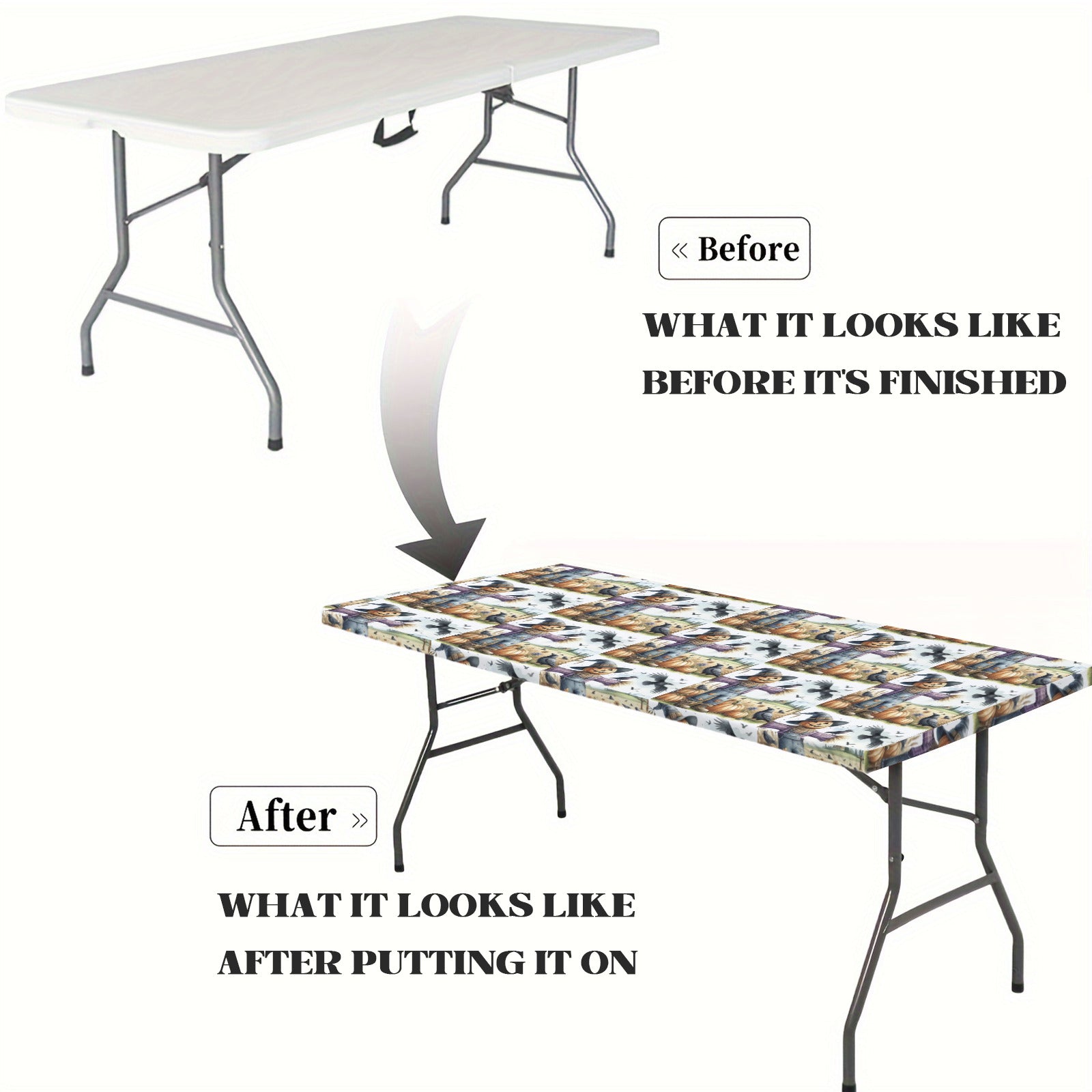 Fall Scarecrow Thanksgiving Elastic Table Cover - 72