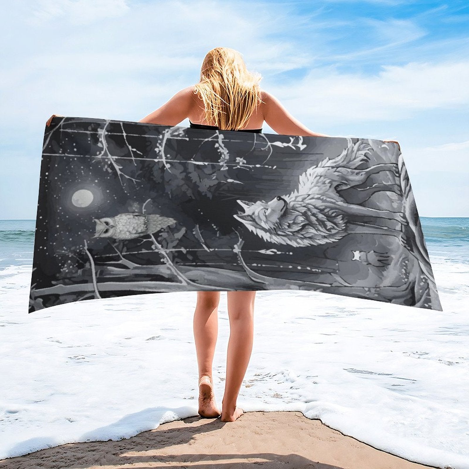 Ethereal Wolf in the Moonlight Bath Towel - 61.4